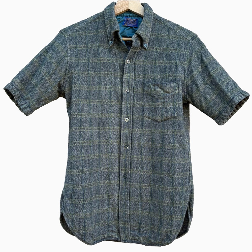 Pendleton Blue-Gray Plaid Wool Shirt